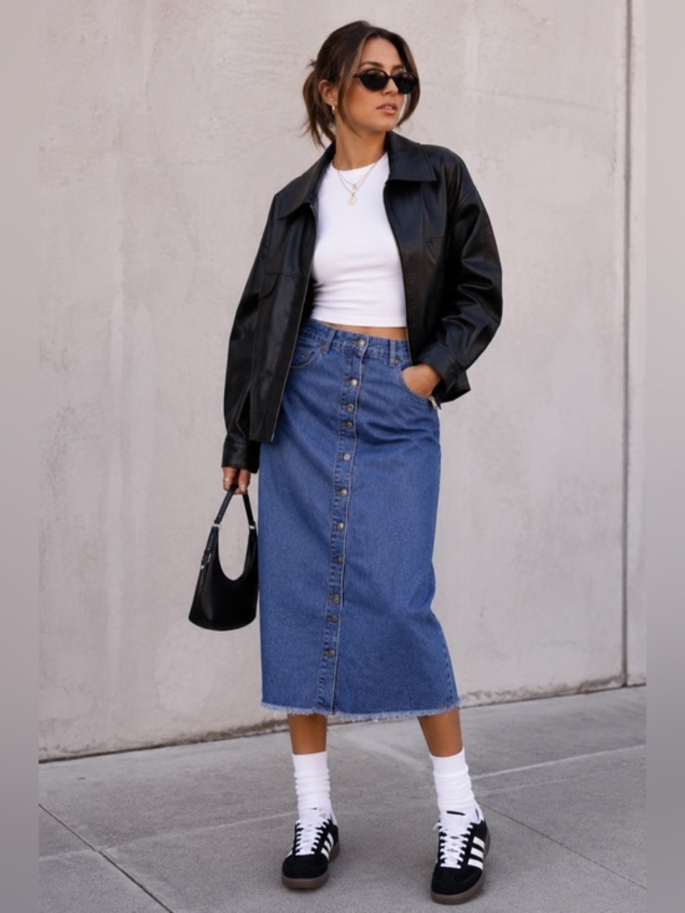 Refka Dark Wash Denim Button Front Midi Skirt Size 6 Indie Sleaze Streetwear